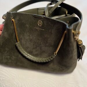 Chic Olive Green Suede Handbag